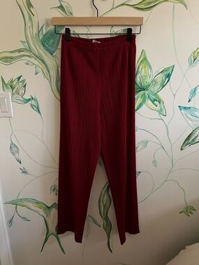 Issey Miyake Pleats please Women's Burgundy straight-Leg Pleated Pants